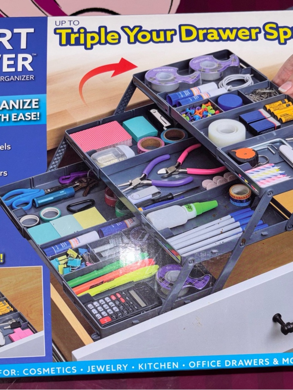 Triple-Tier Drawer Organizer - Black - (Brand: )